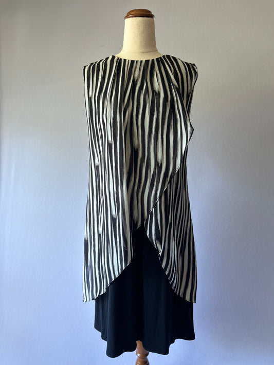 Black & White Abstract Layered Dress – Size 12