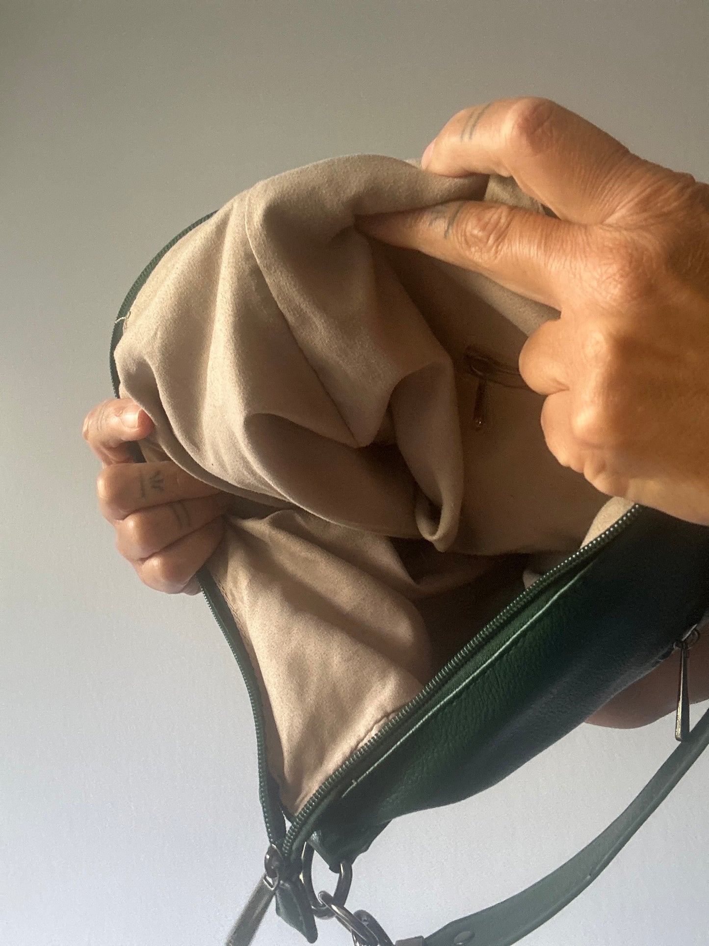Forest Green Faux Leather Hobo Shoulder Bag - One Size
