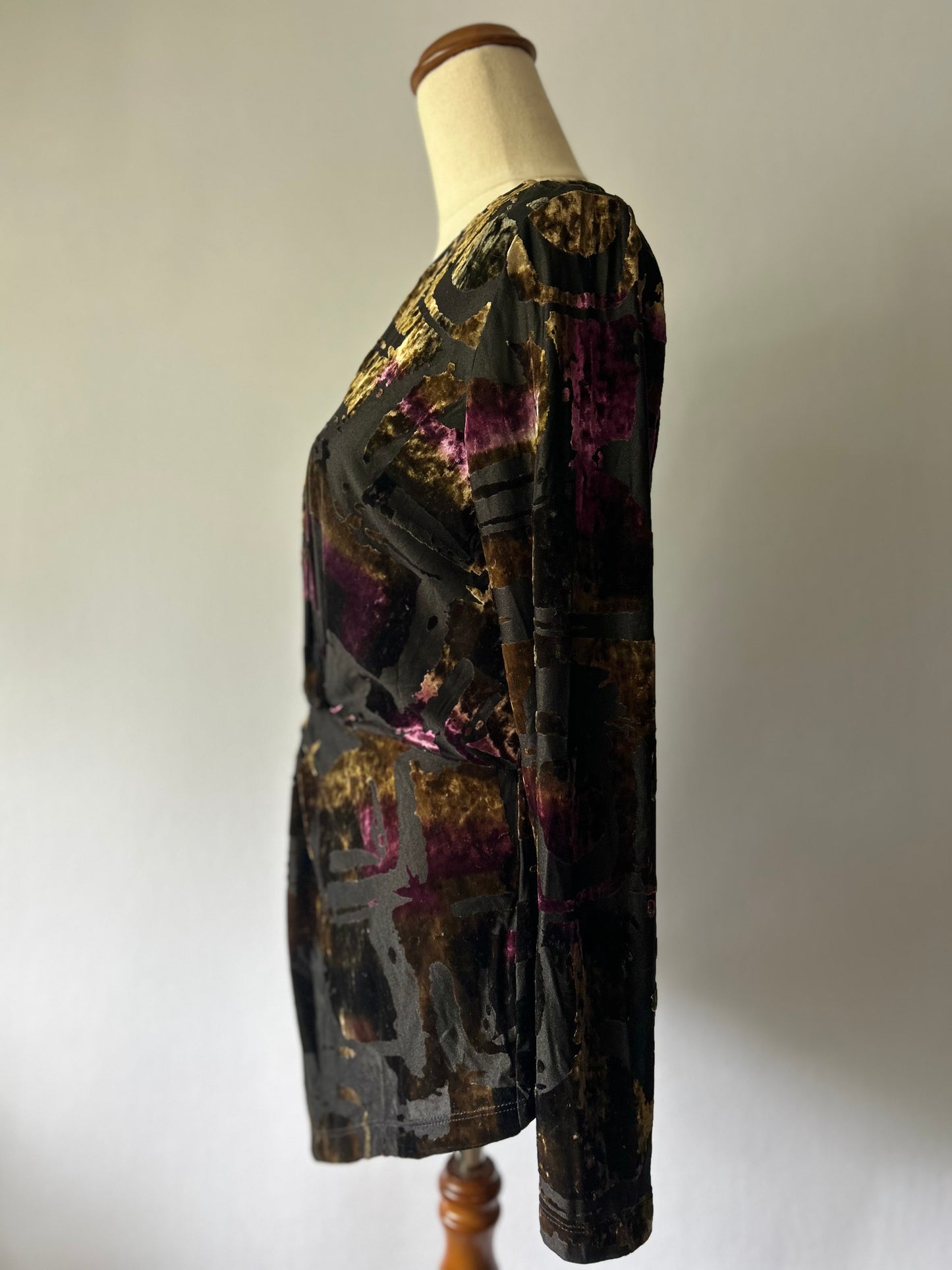 Frederick New Zealand Burnout Velvet Ruched Top – Size 12