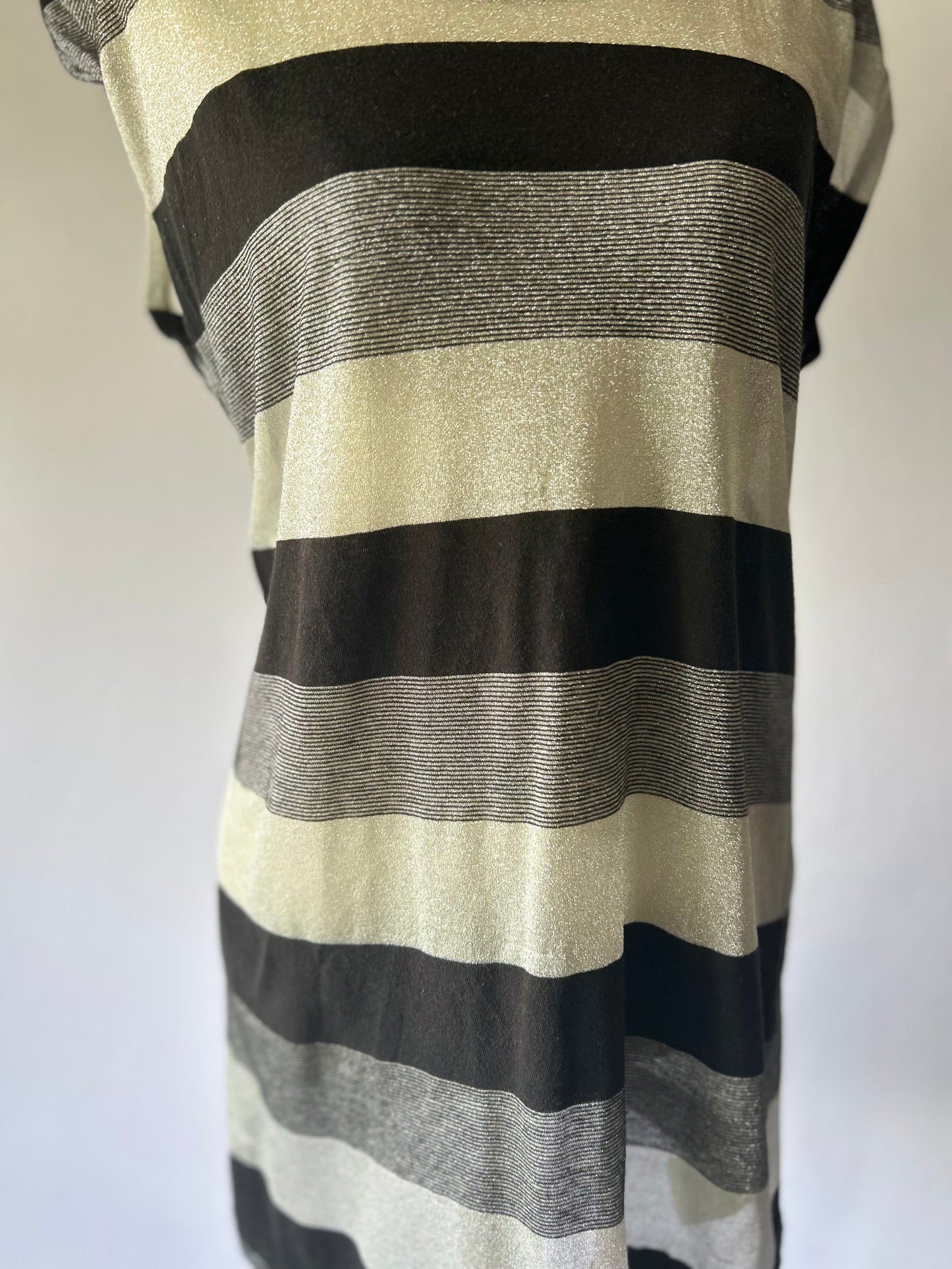 Black & Silver Striped Top – Size Small