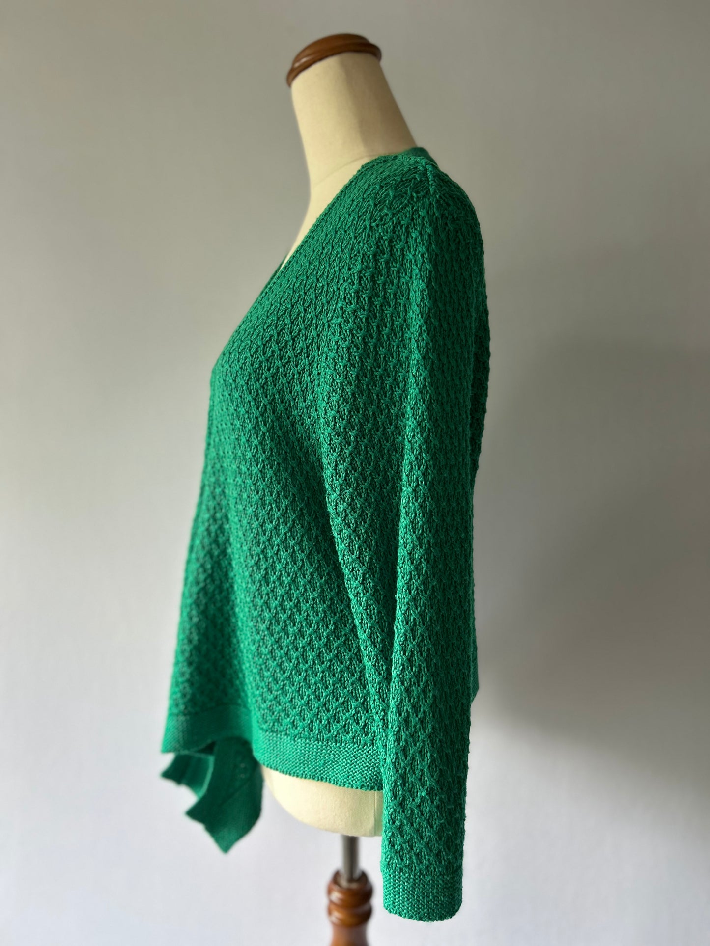 Emerald Green Waterfall Textured Knit Cardigan - Size M/L