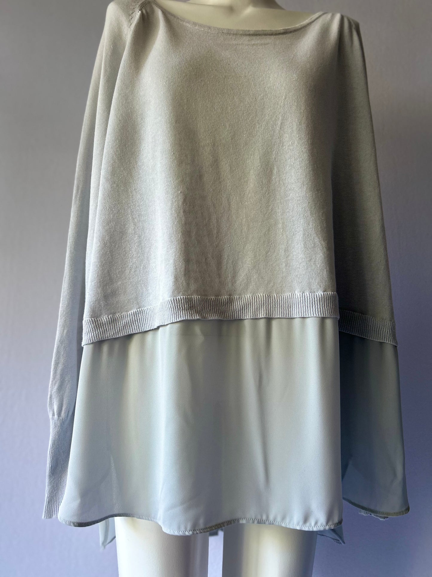Sage Mist Layered Linen-Blend Tunic - Size 2X