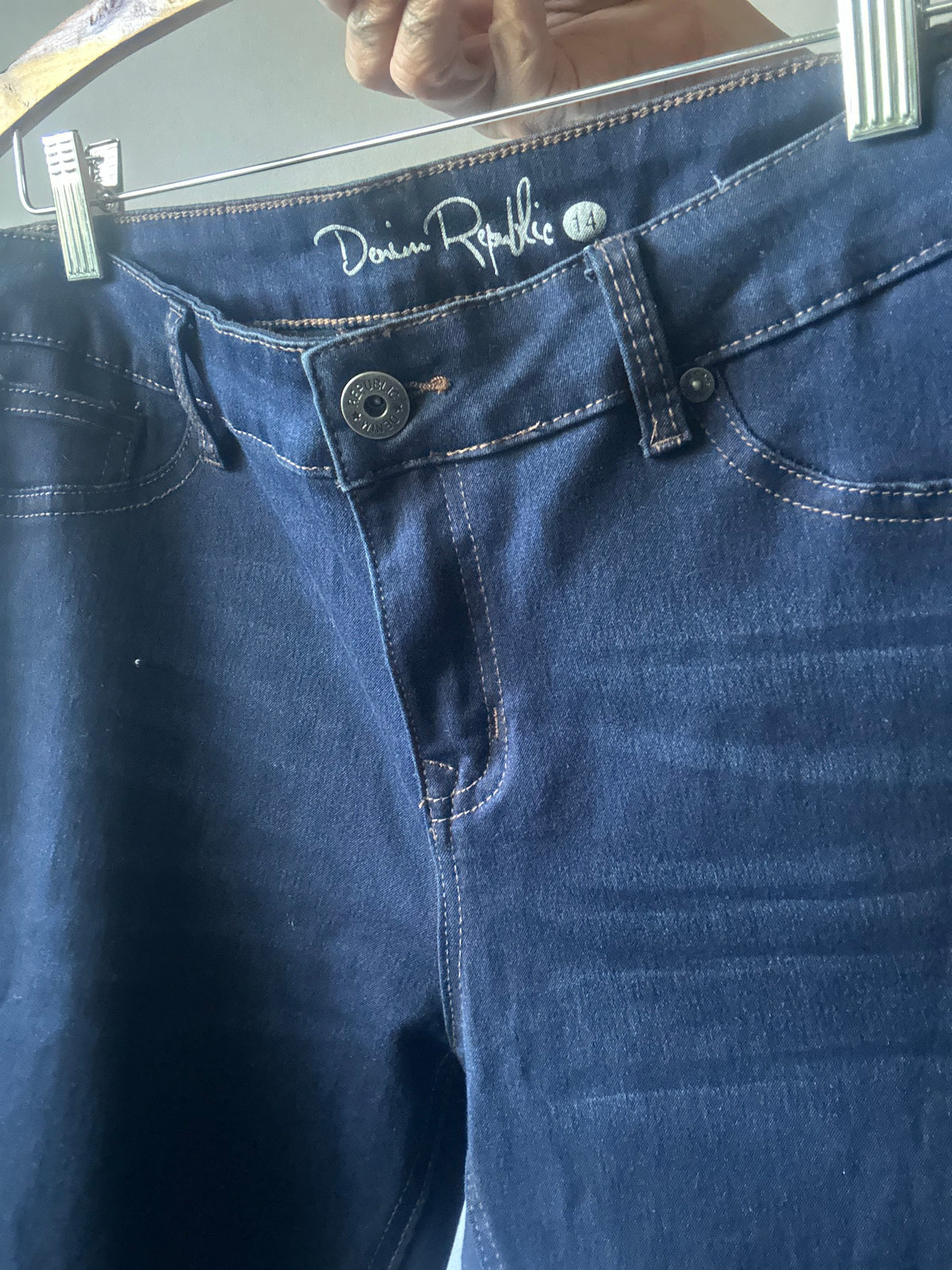 Denim Republic Dark Indigo Stretch Slim Straight Jeans - Size 14