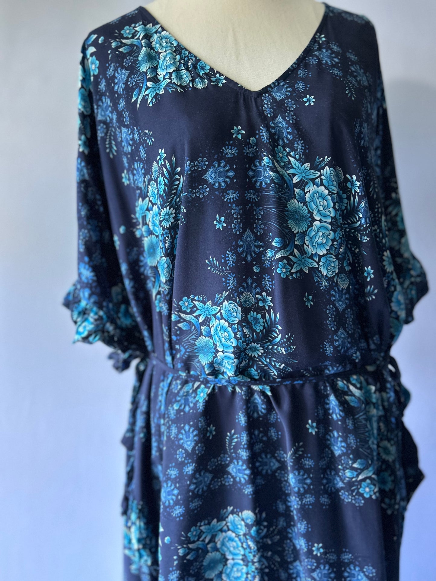 Blue Floral Dress – One Size