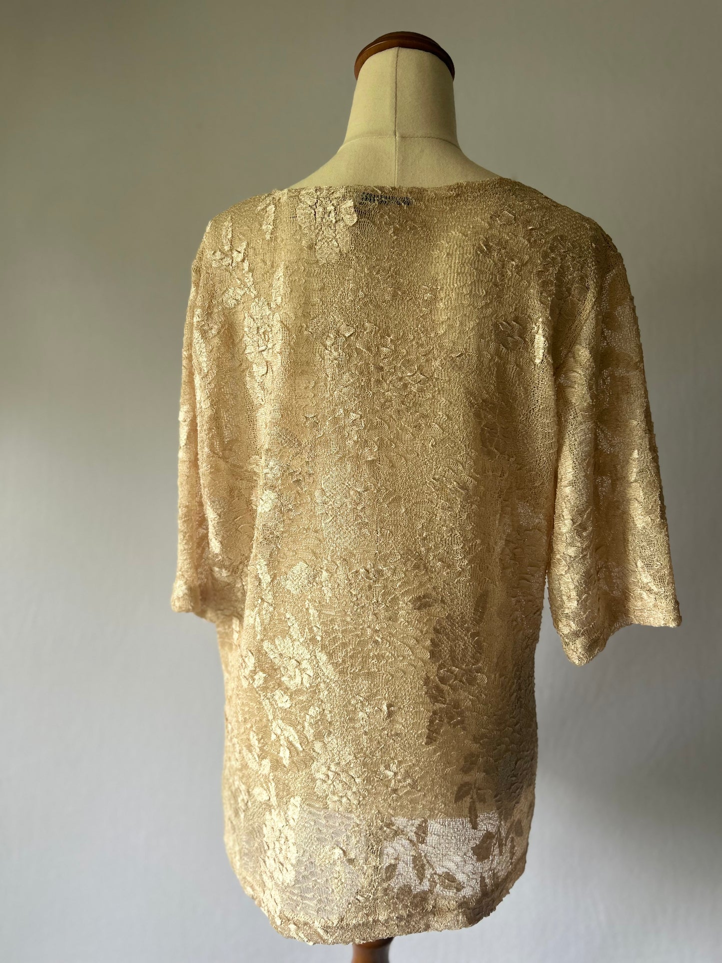 Gold Lace Sheer Blouse – Size L