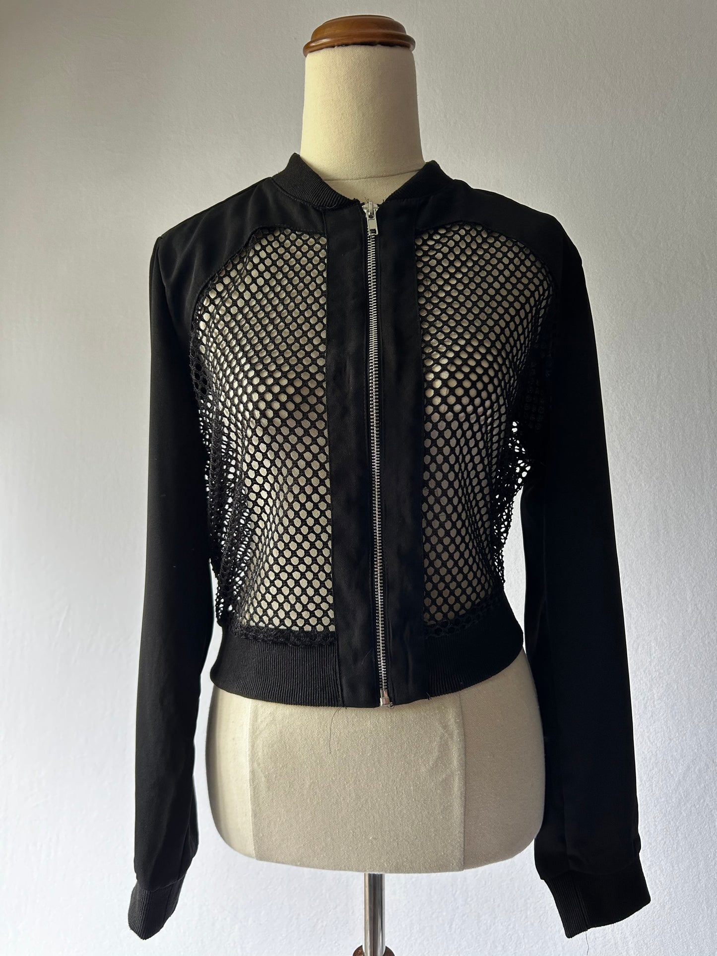 Black Mesh Bomber Jacket – Size 8