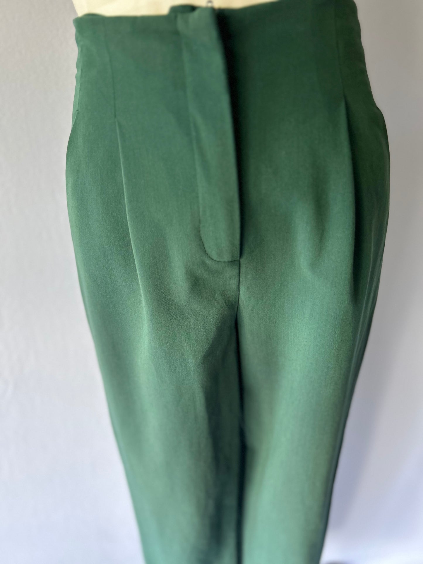 High-Waisted Green Trousers – Size UK 8 / EU 36 / US 4