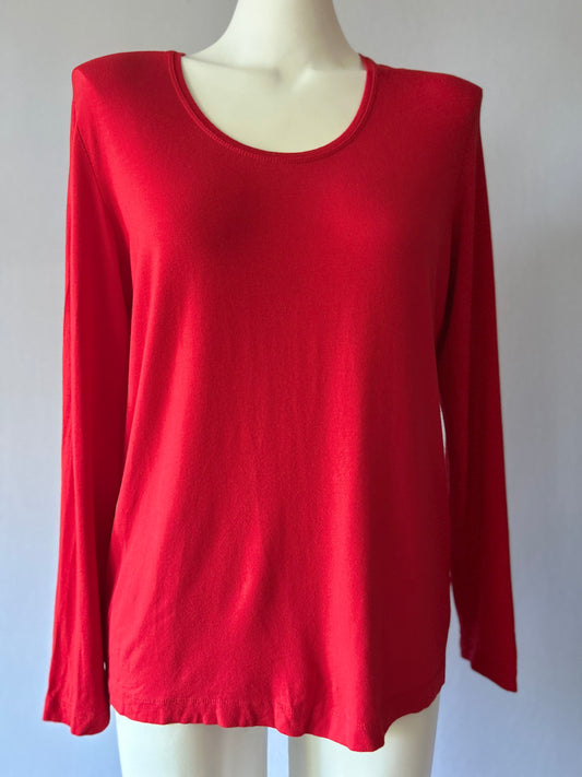 Essential Vibrant Red Long Sleeve Top - Size L