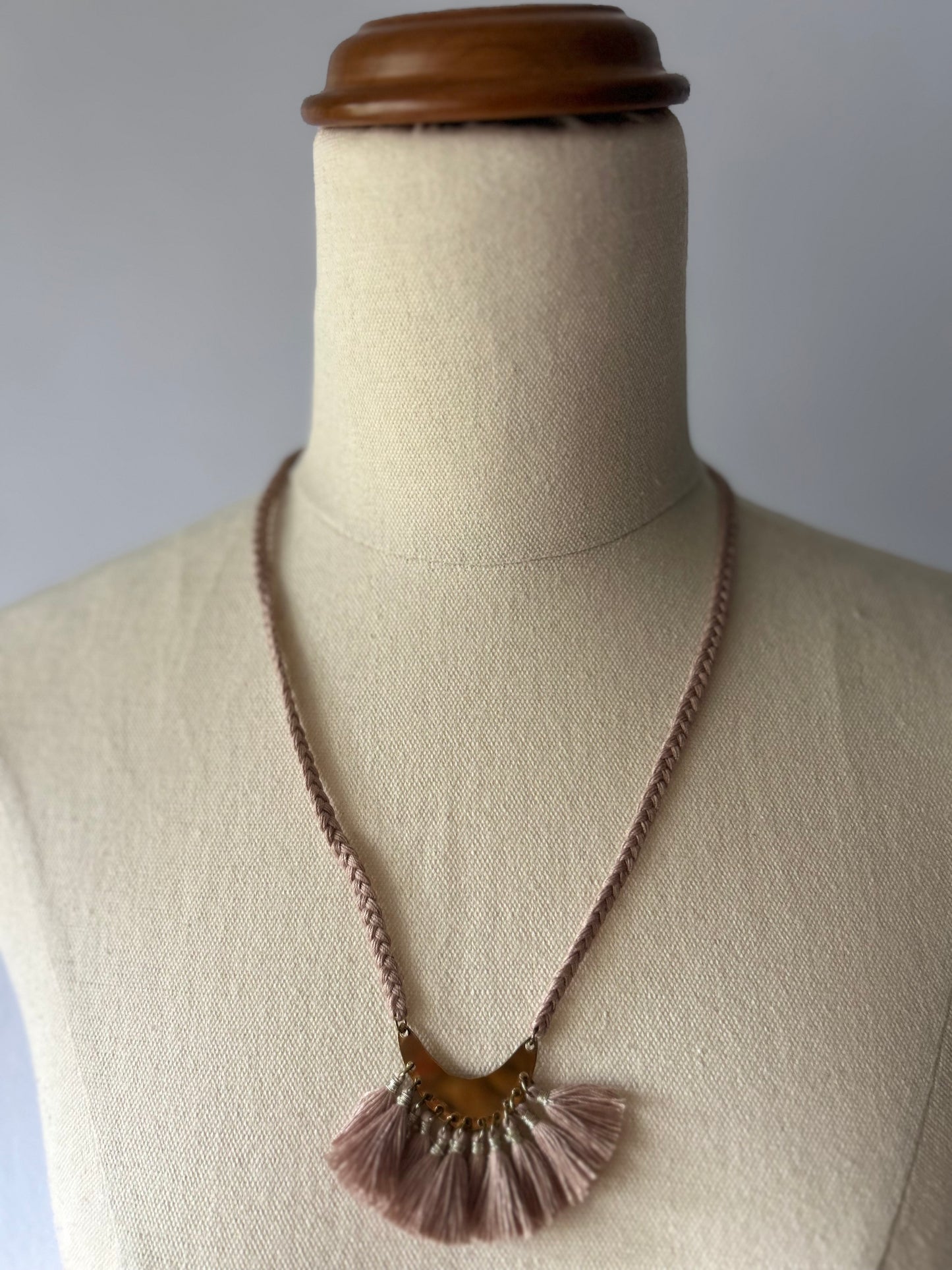 Bohemian Tassel & Brass Crescent Necklace