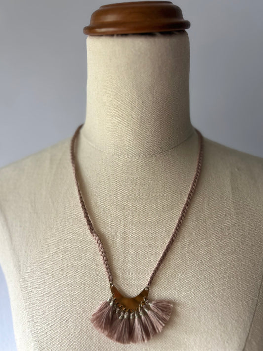 Bohemian Tassel & Brass Crescent Necklace
