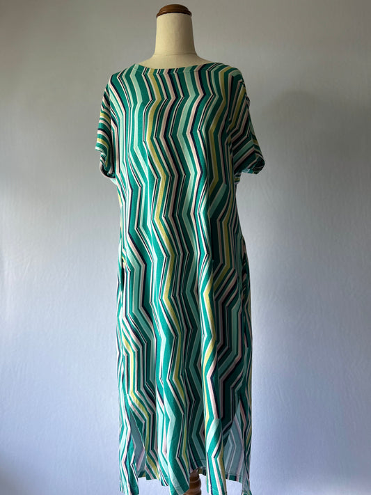 Striped Midi Dress with Side Pockets – Size M