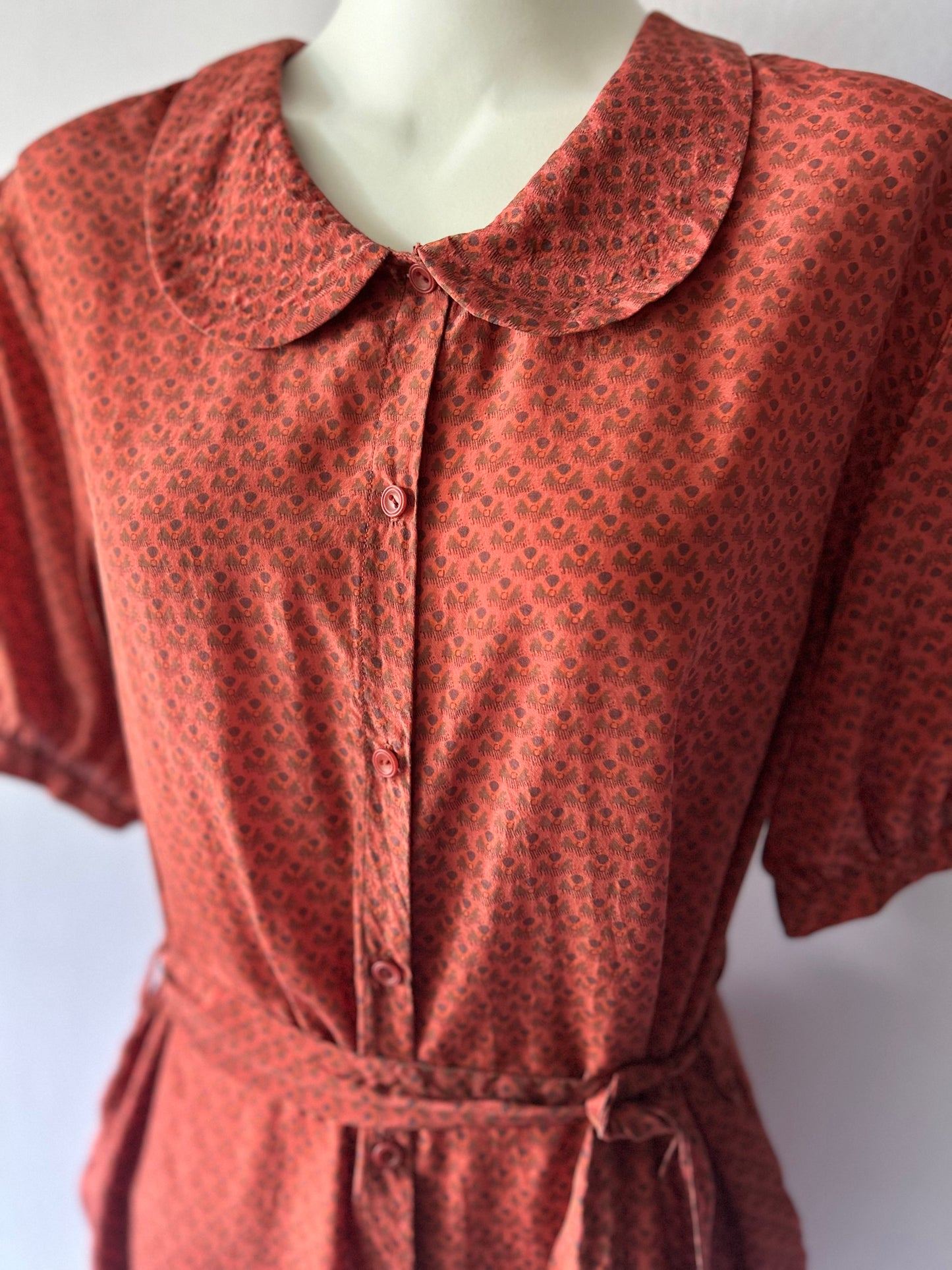 Ingrid Starnes Made in NZ Silk Patterned Shirt Dress - Size 10