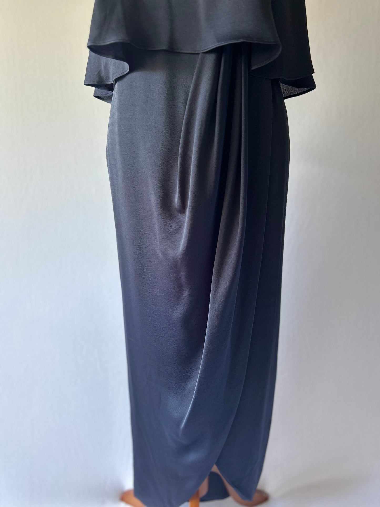 Shona Joy NZ 6 | Navy Drape Maxi Dress | Layered Camisole Evening Gown