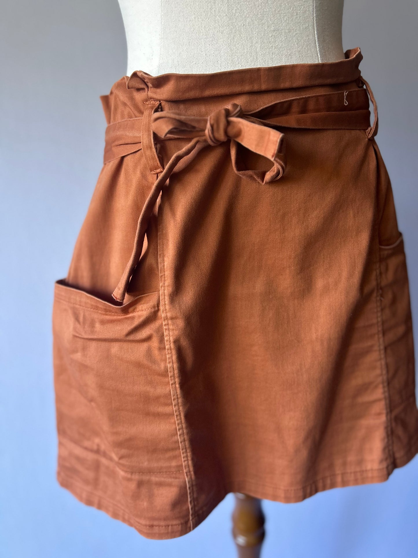 Rust Brown Mini Skirt | Size 12 | Cotton Blend with Pockets