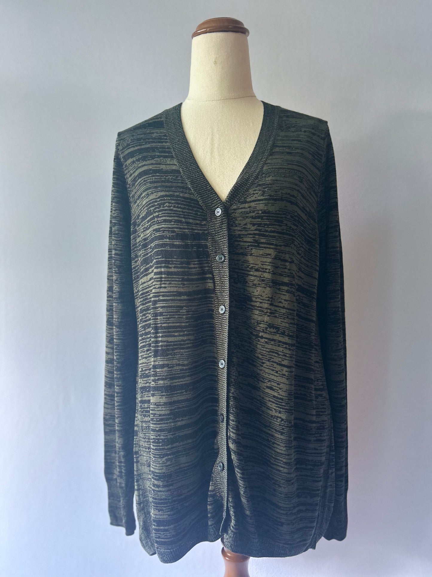 Max Olive Green Melange Twist Viscose Cardigan - Size L