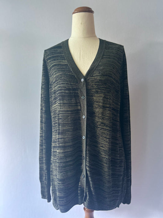Max Olive Green Melange Twist Viscose Cardigan - Size L