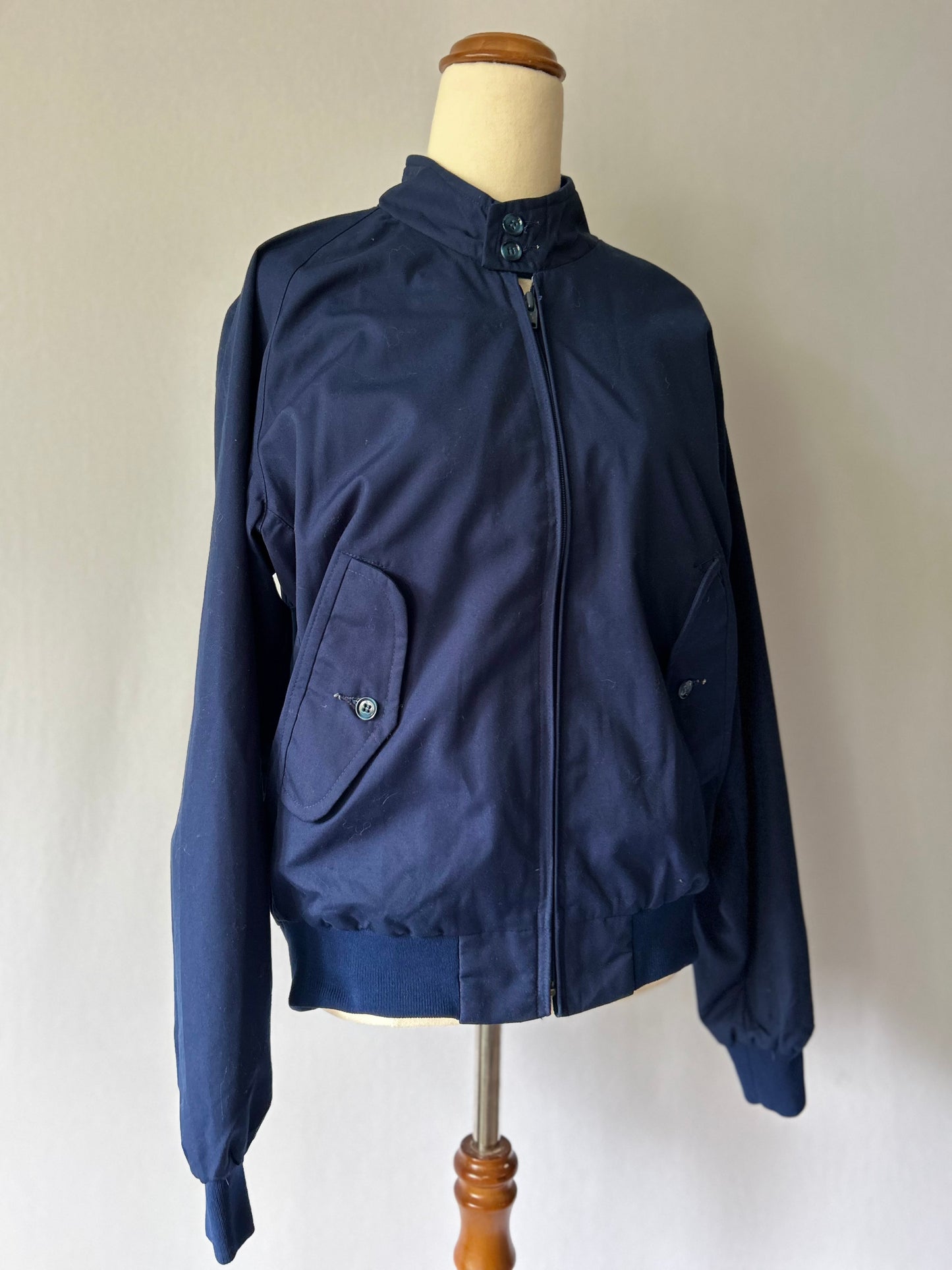 Classic Navy Harrington-Style Bomber Jacket – Size M