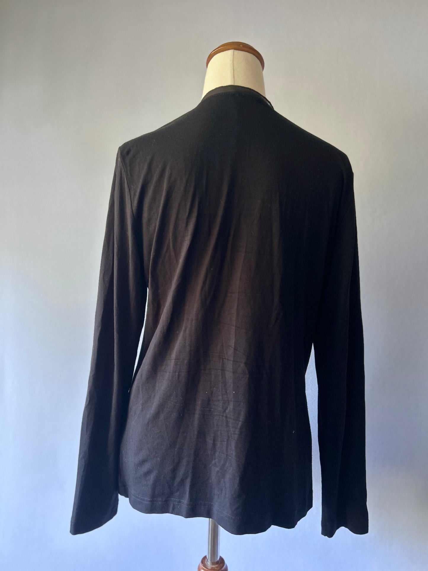 Black Twist-Front Layered Top with Studded Bodice - Size 36