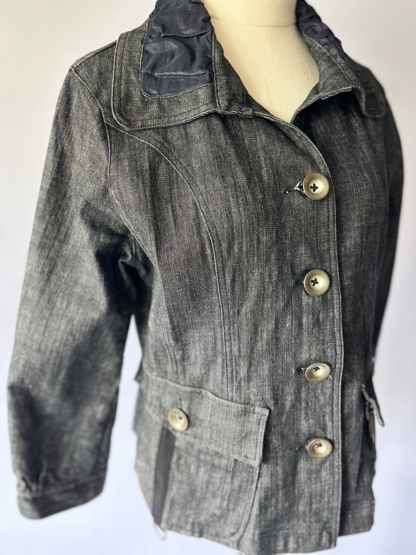 Dark Grey Button-Up Jacket – Size 10