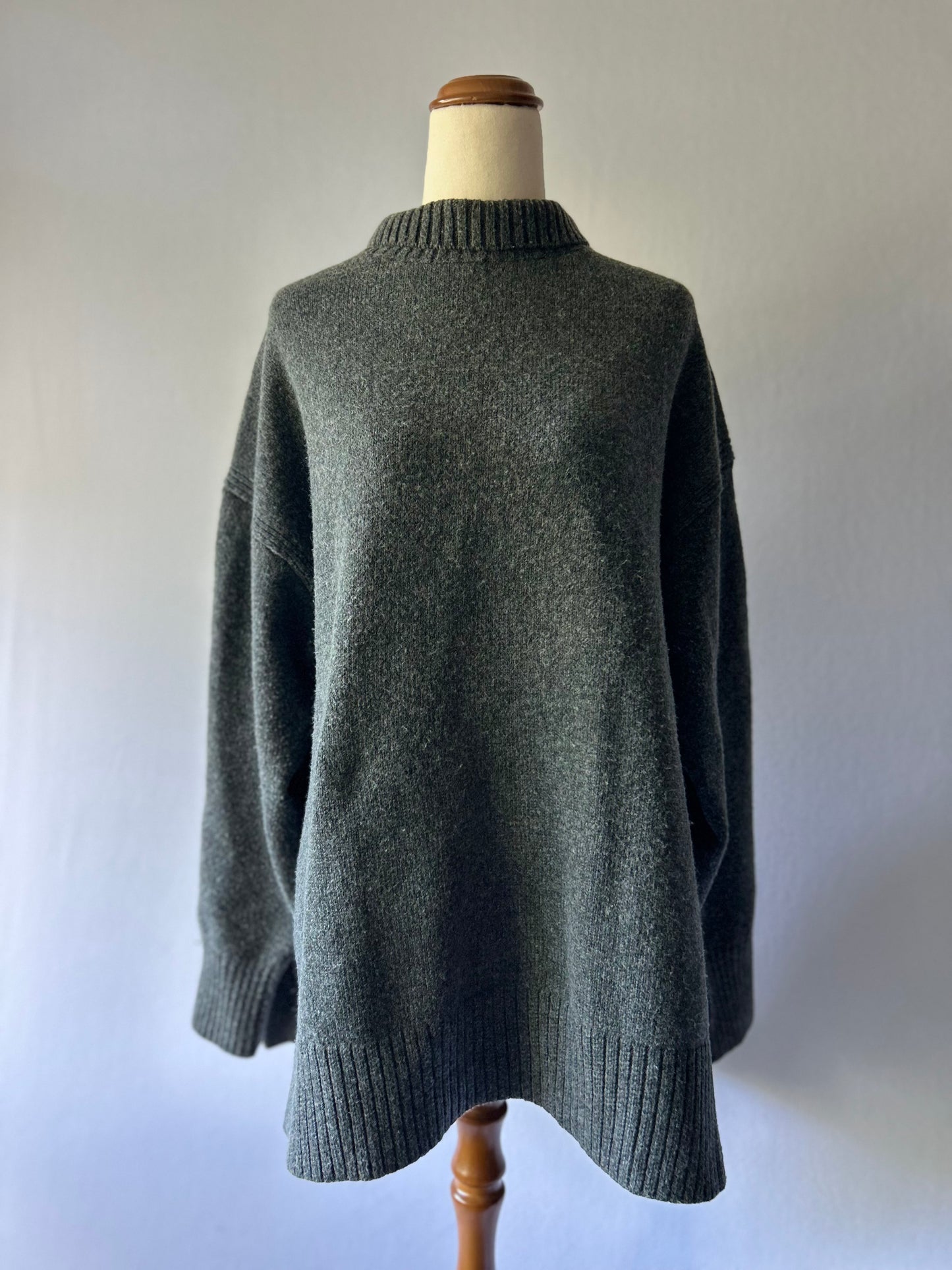 Cosy Charcoal Mock-Neck Oversized Sweater – Size L