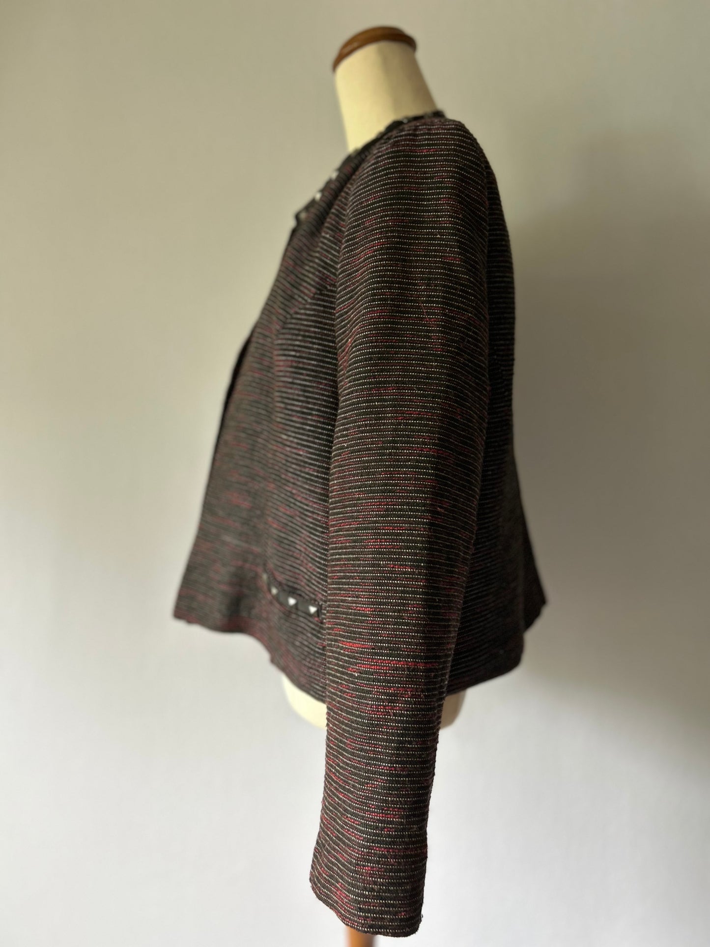 Studded Bouclé Collarless Jacket – Size 16