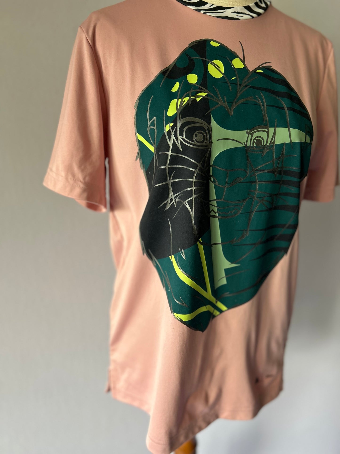 Adidas M - Recycled Pink Graphic Tee w/ Zebra Neckline