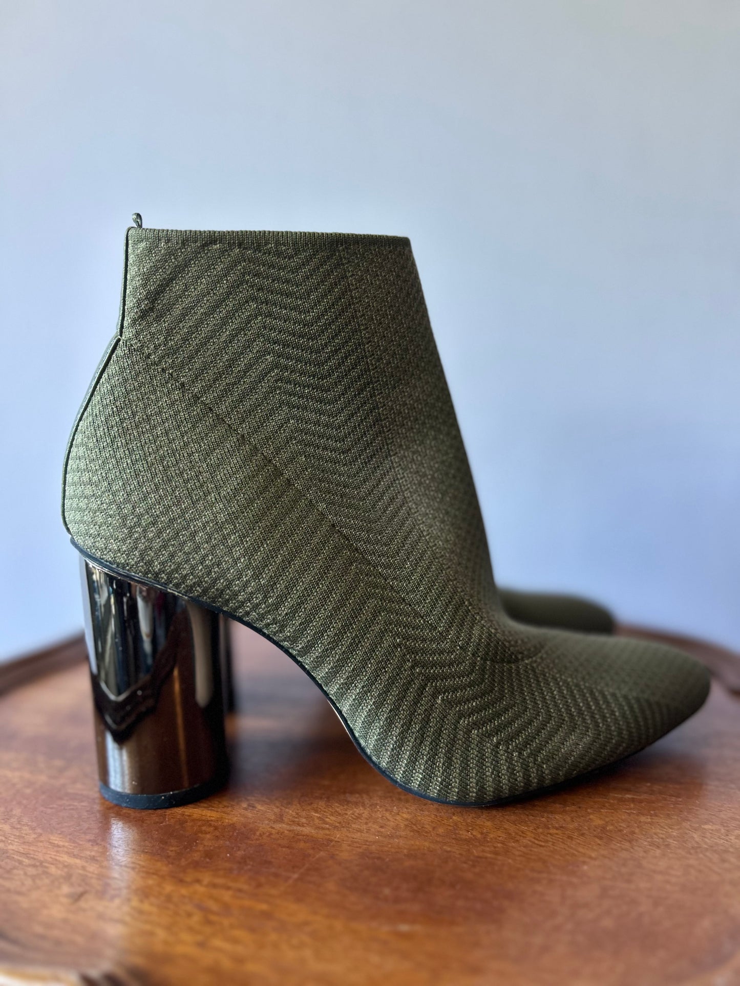Zara Olive Green Knit Sock Boots - Size 37