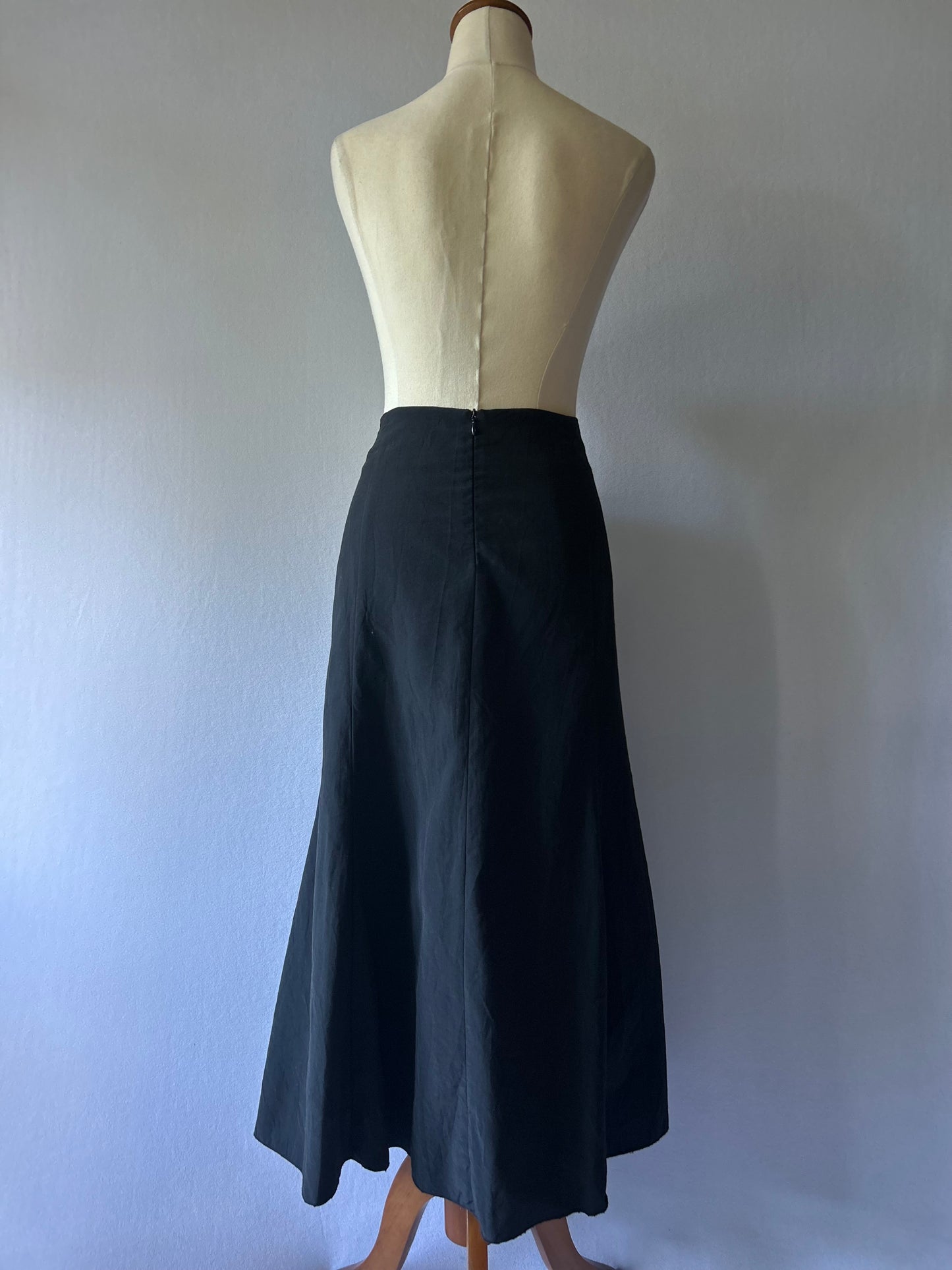 Lisa Law Mixed Media Patchwork Maxi Skirt - Size 14 | Belted A-Line Design