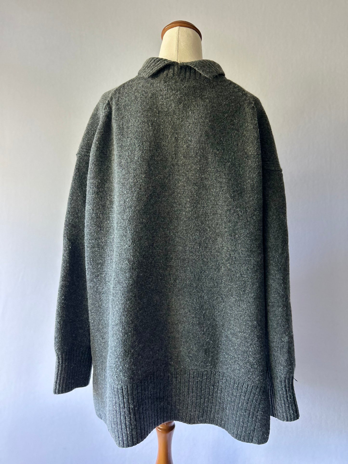 Cosy Charcoal Mock-Neck Oversized Sweater – Size L