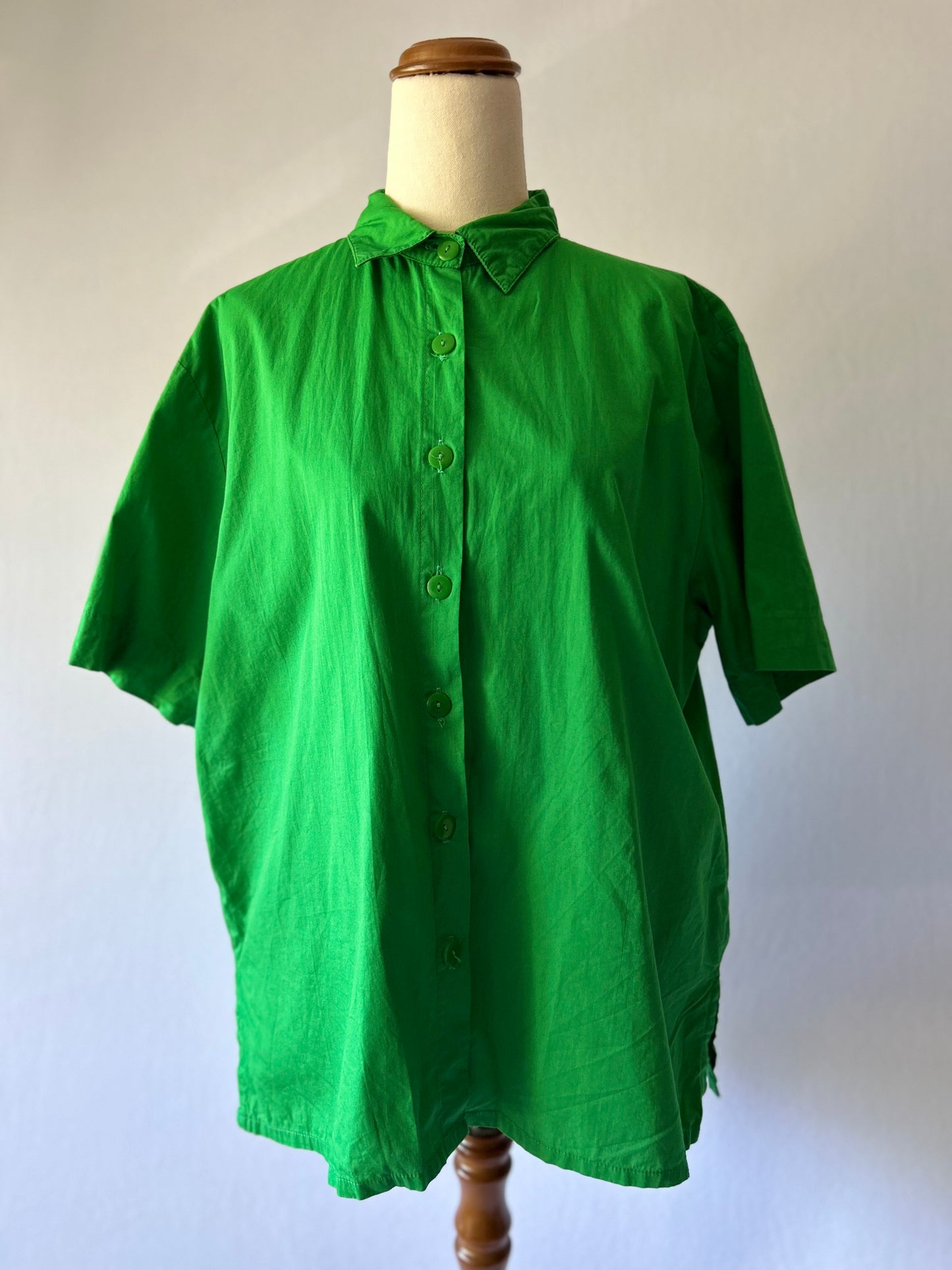 Bamboo Blonde Emerald Green Cotton Shirt (Size S/M)