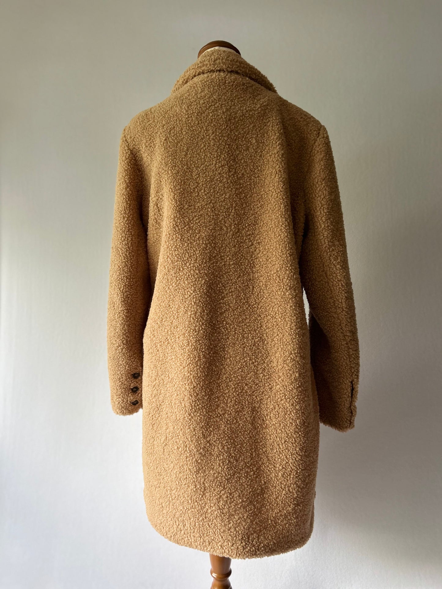 Cozy Teddy Bear Longline Winter Coat - Warm Camel - Size 12
