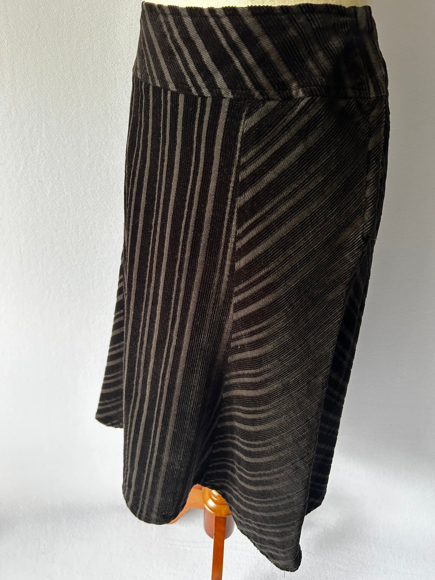 Noir Striped Corduroy A-Line Skirt – Size 12