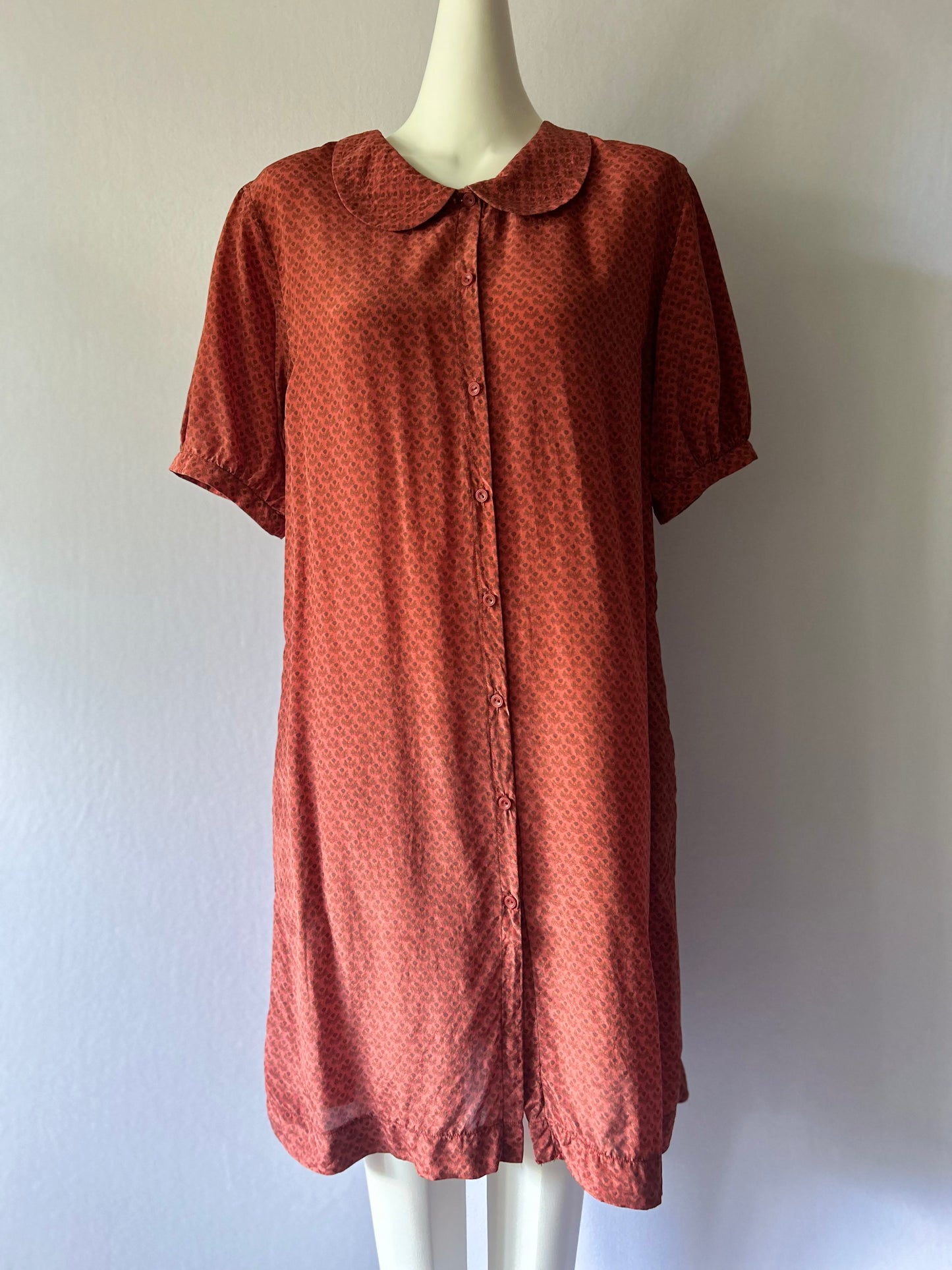 Ingrid Starnes Made in NZ Silk Patterned Shirt Dress - Size 10
