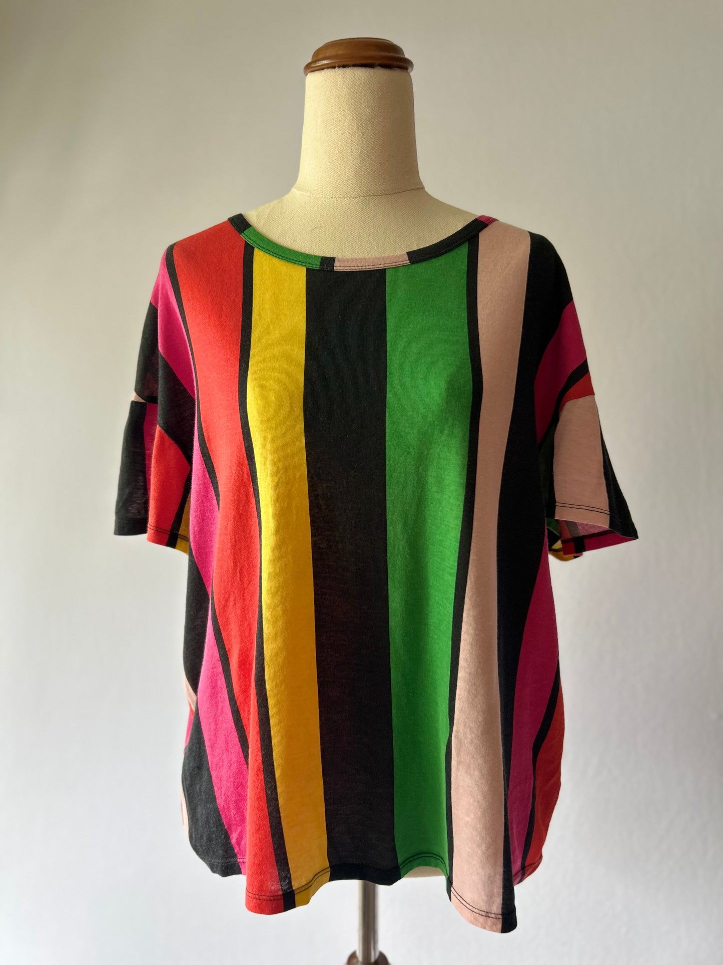 Zara Bold Rainbow Stripe T-Shirt - Size Small (S)
