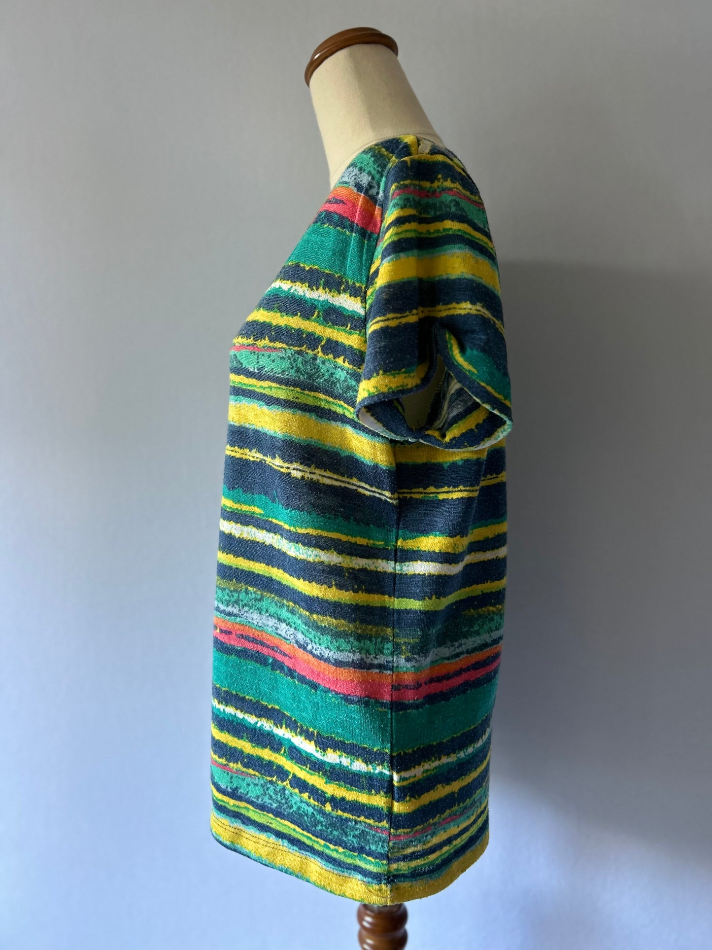 Multicolour Abstract Stripe Tee - Size M