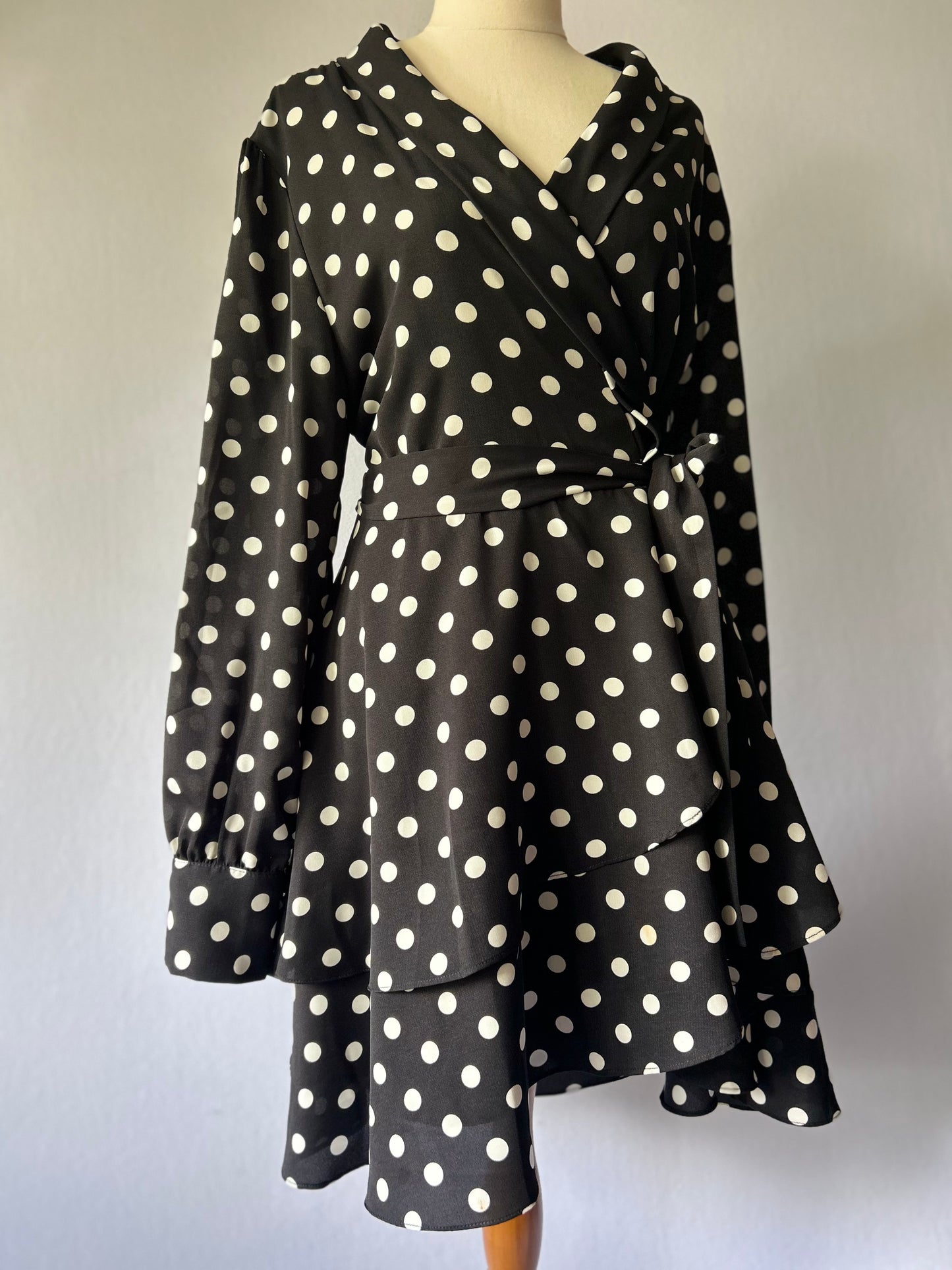 Pia Polka Dot Ruffle Wrap Dress – Size S