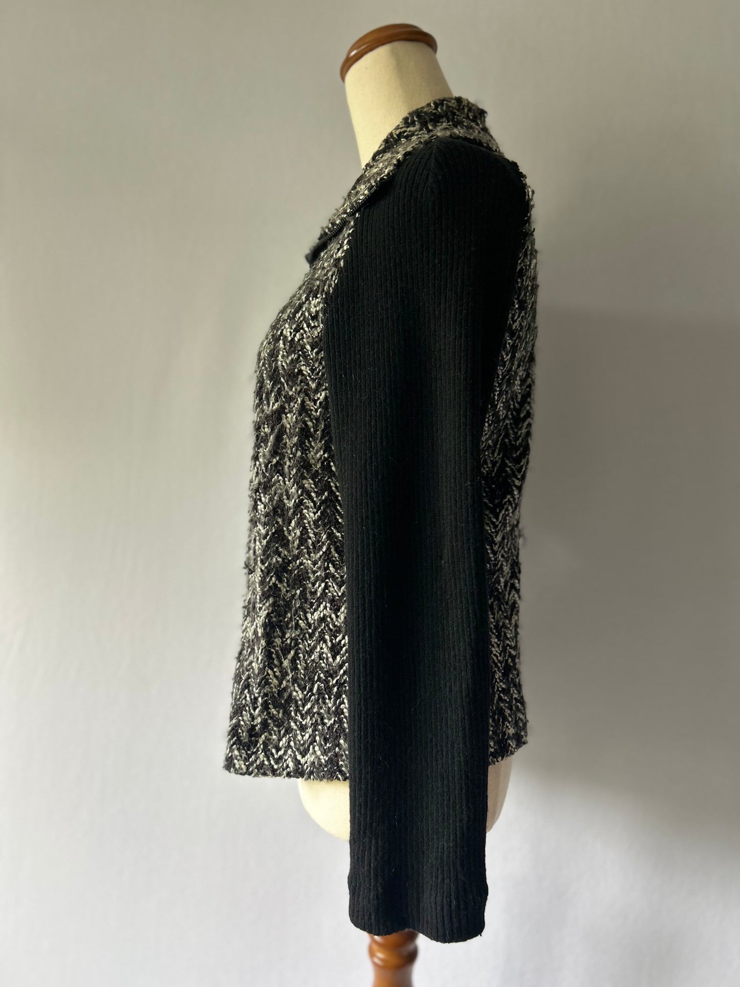 Chevron Knit Zip-Up Cardigan - Size 12