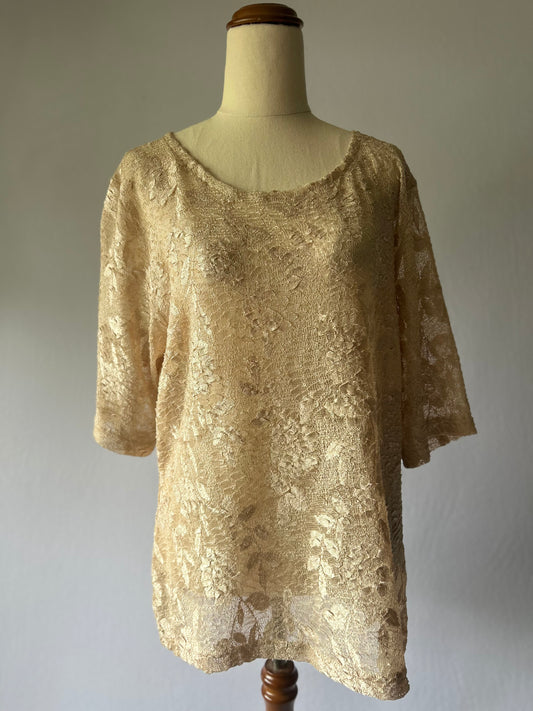 Gold Lace Sheer Blouse – Size L