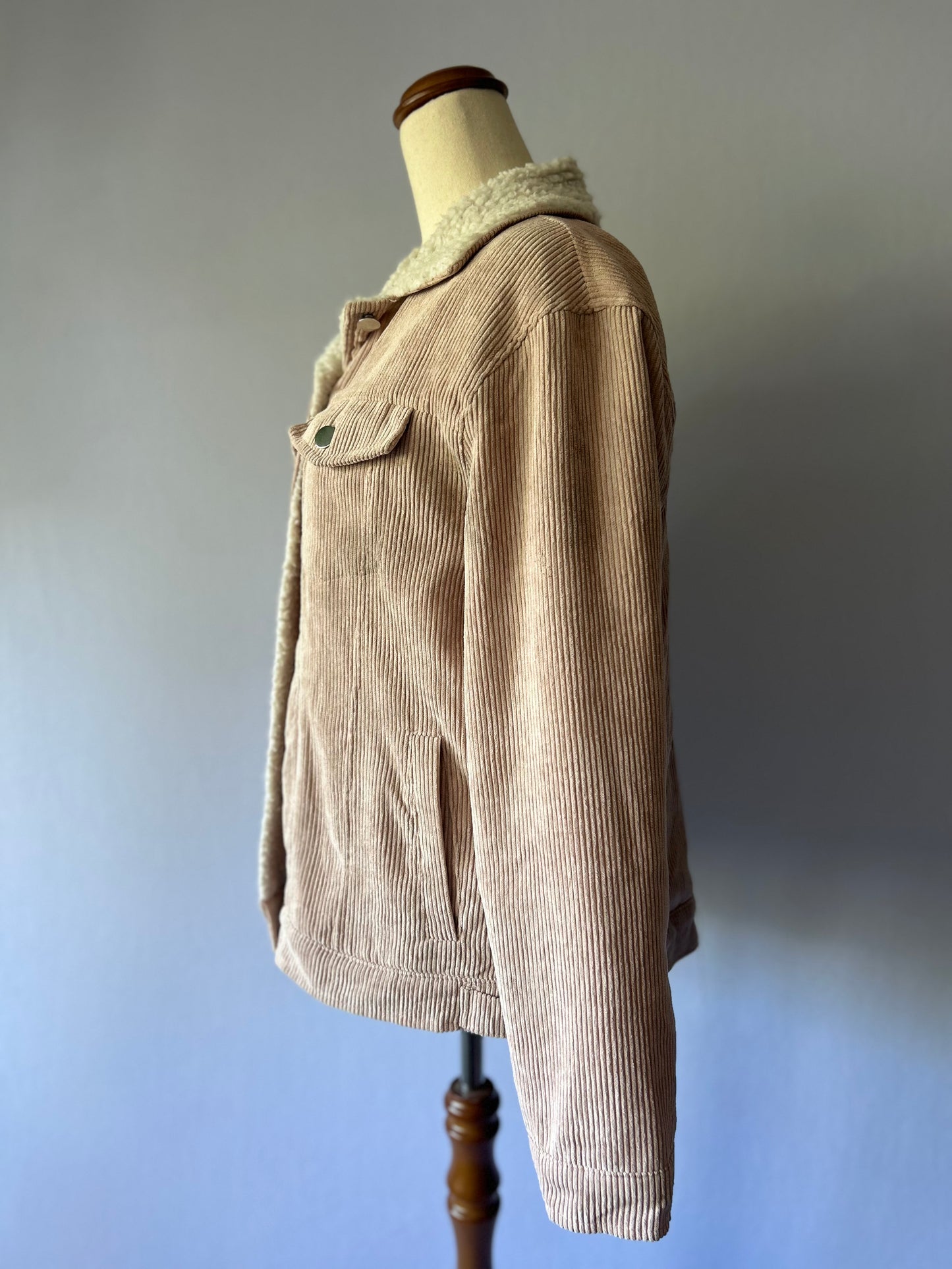 Old Pink Corduroy Quilted  Jacket - Size S