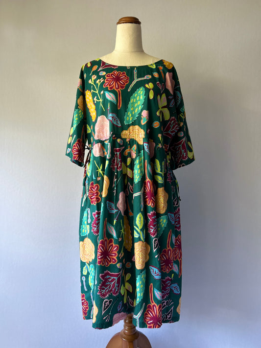 Gorman Organic Cotton Botanical Print Midi Dress - Green - Size Small