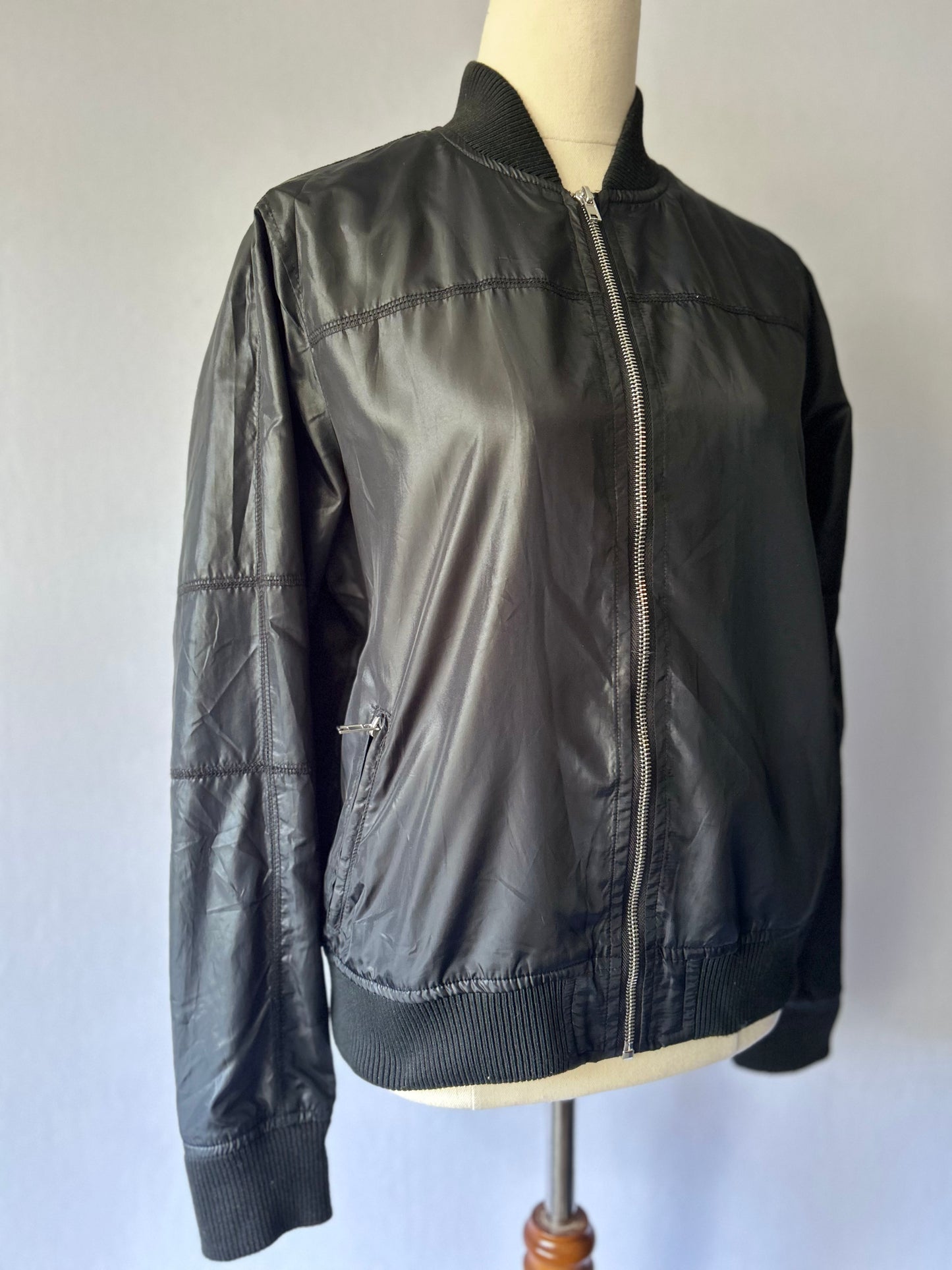 Cotton On Sleek Black Bomber Jacket – Size 10