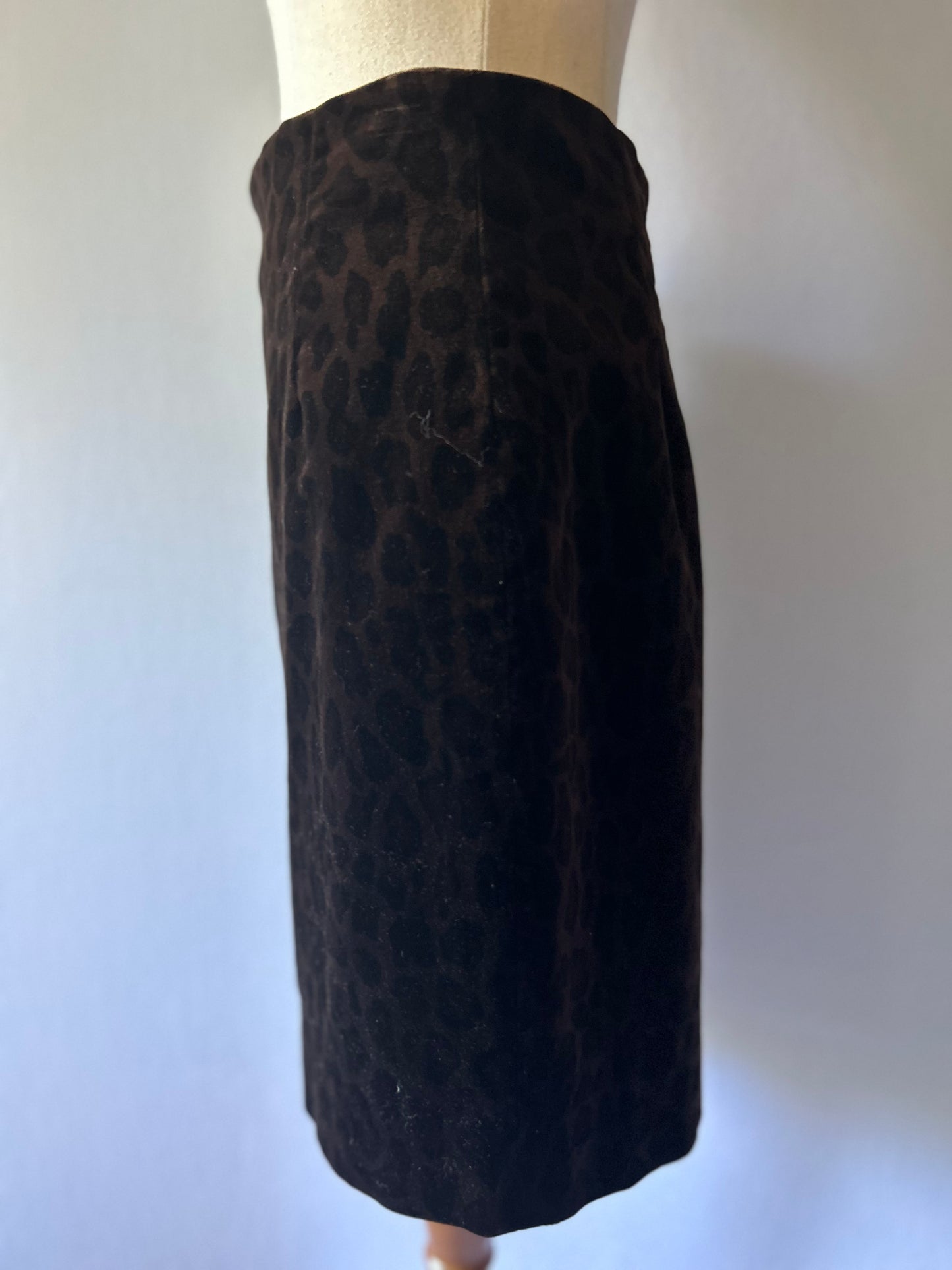 English Designer Leopard Print Pencil Skirt - Size 12