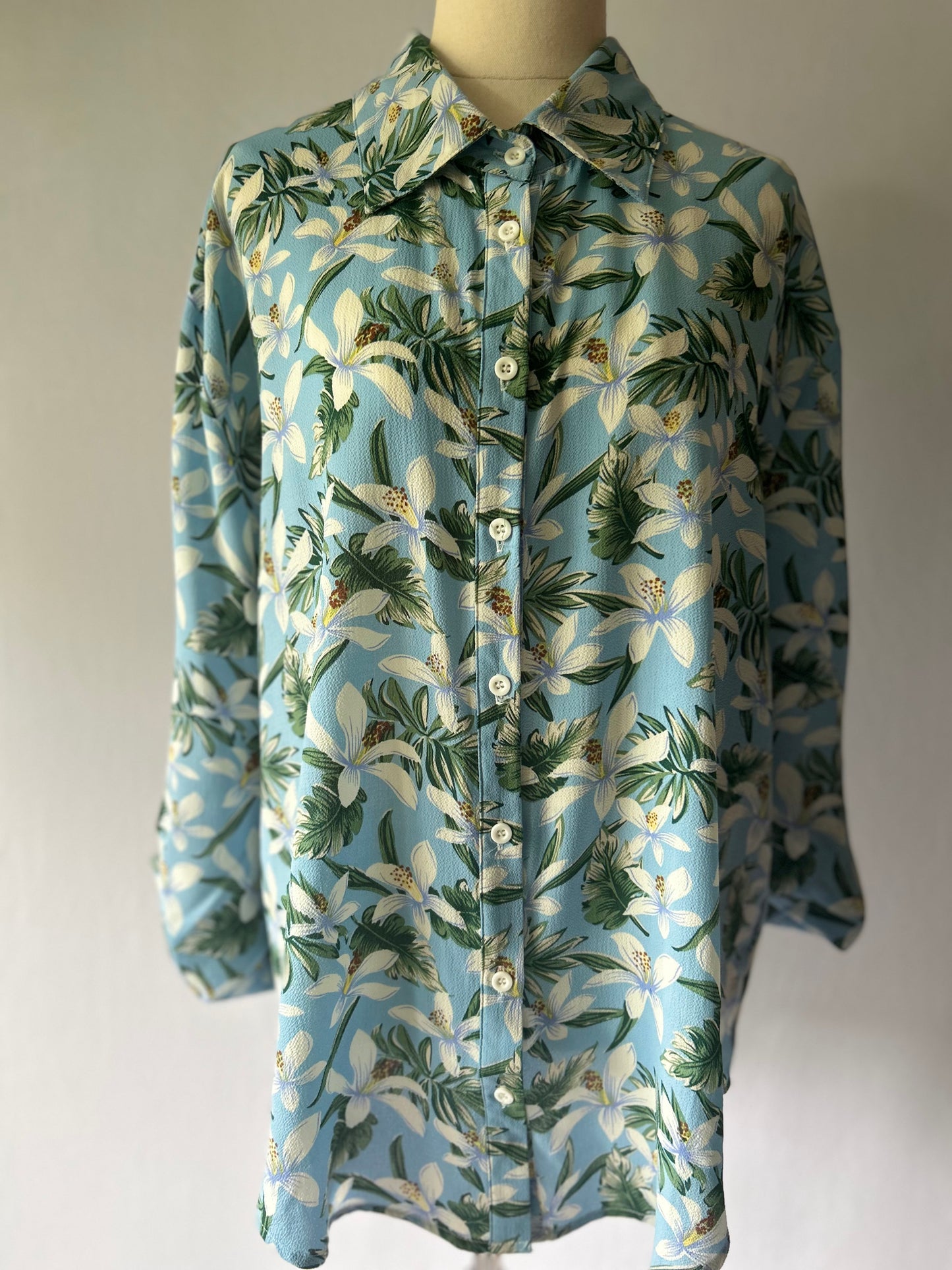 Blue Floral Shirt – Ho. Made (Size 12)