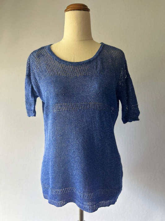 Max Blue Top – Size M | 55% Linen, 45% Rayon