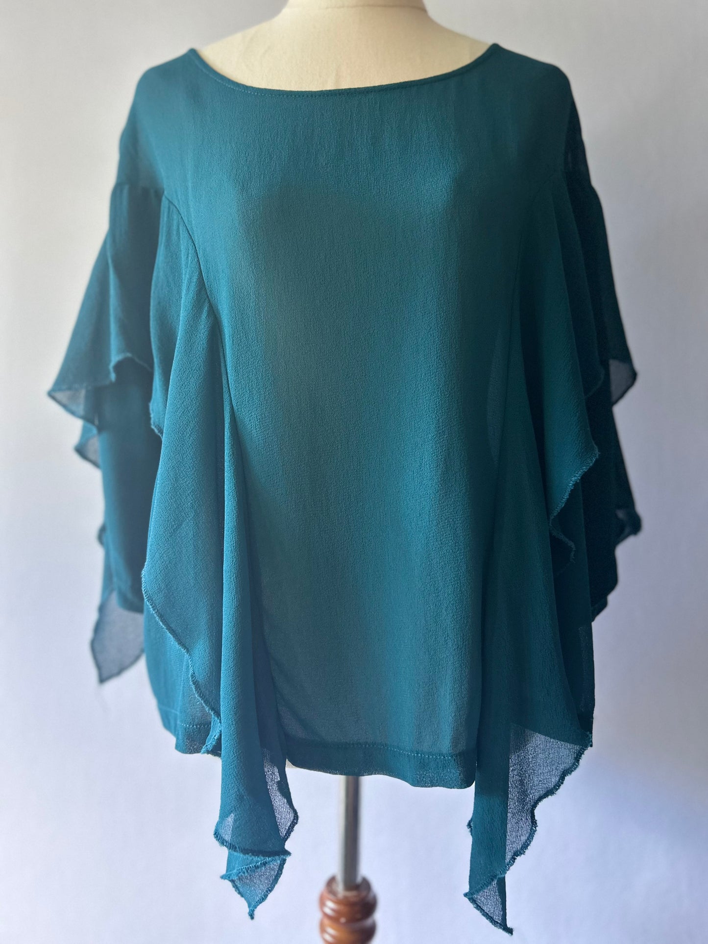 Trelise Cooper "Emerald Flutter" Chiffon Blouse – Size Small