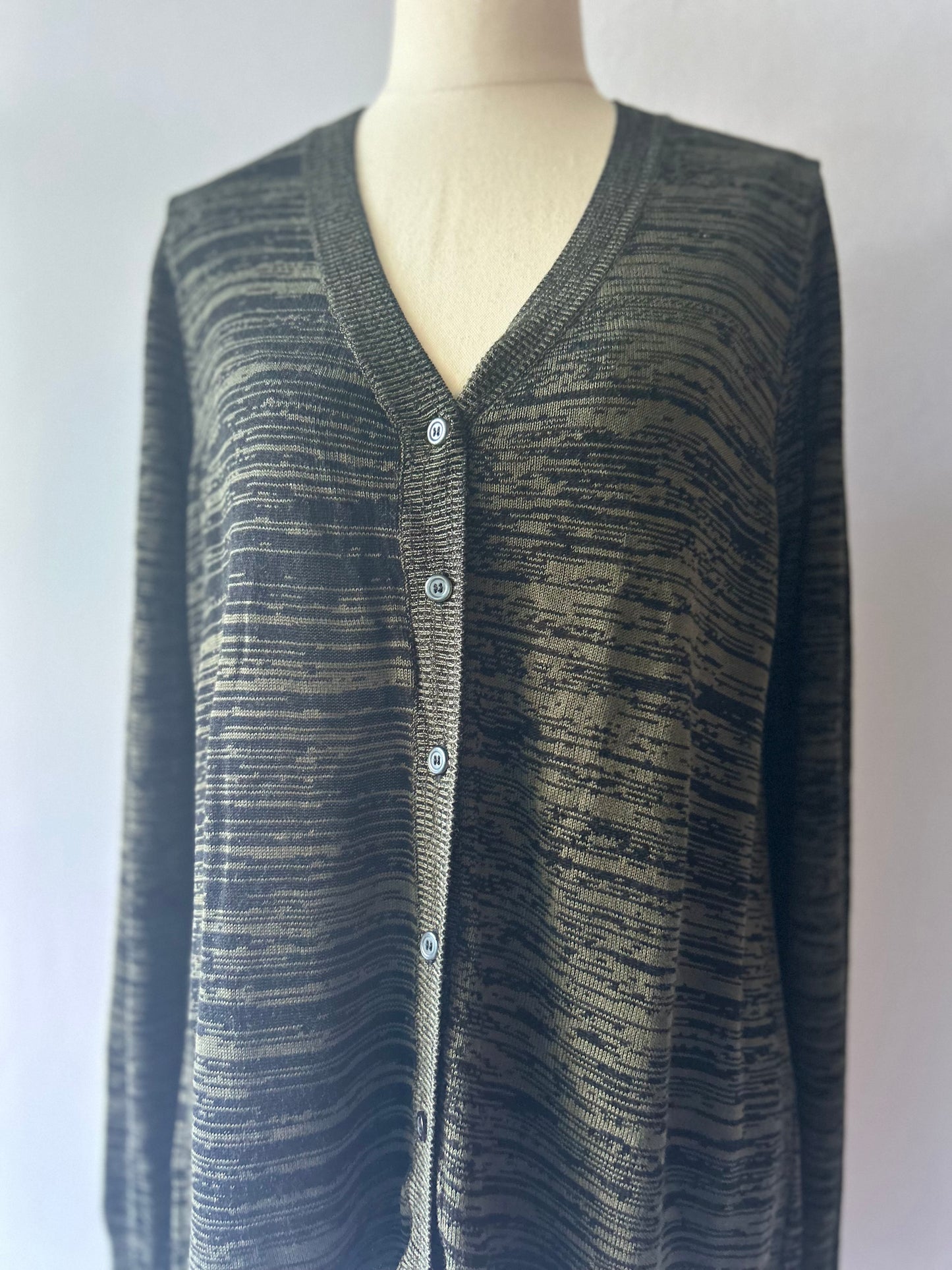 Max Olive Green Melange Twist Viscose Cardigan - Size L
