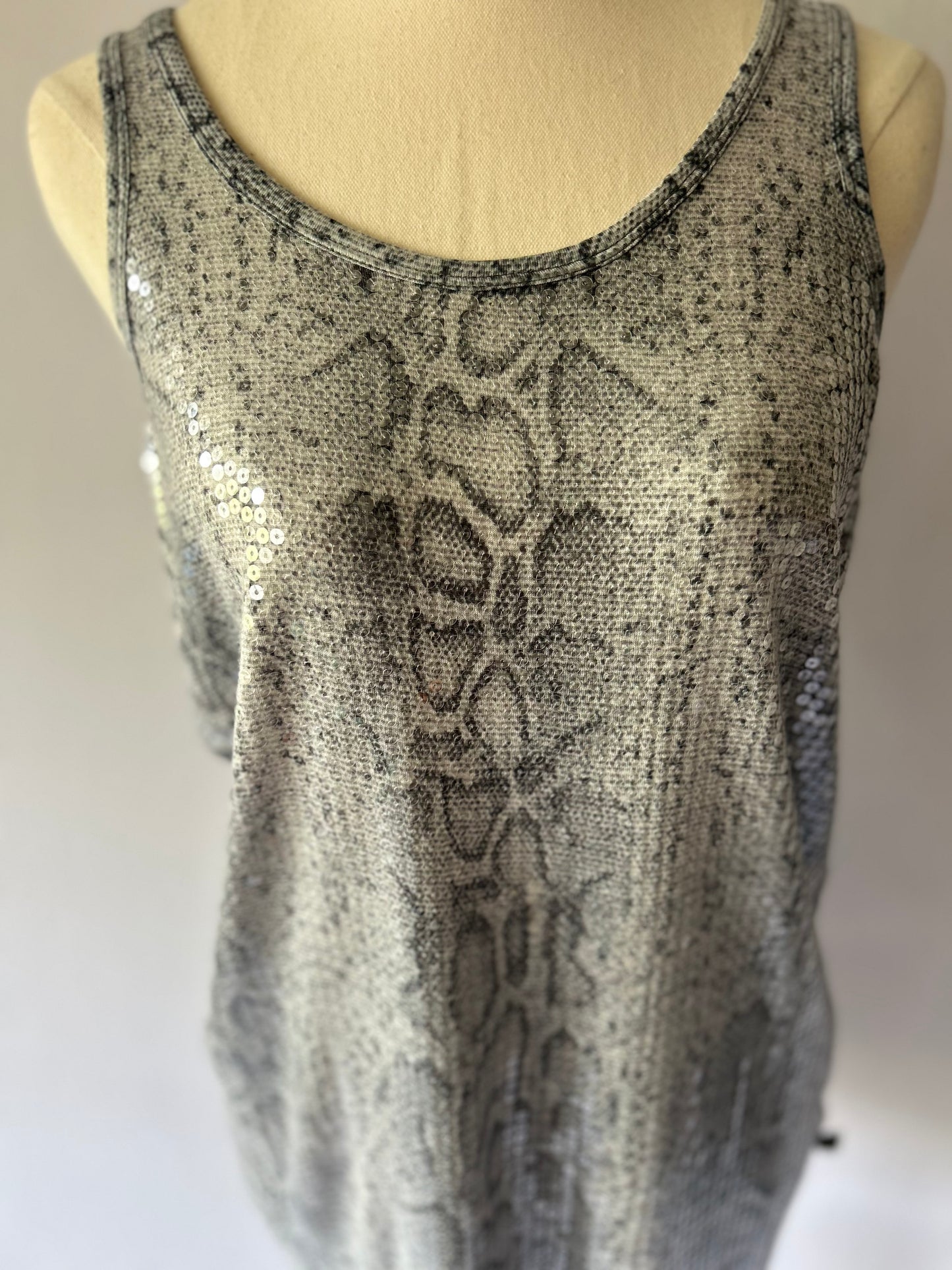 Small Michael Kors Sequin Snake Print Tank Top - 100% Rayon
