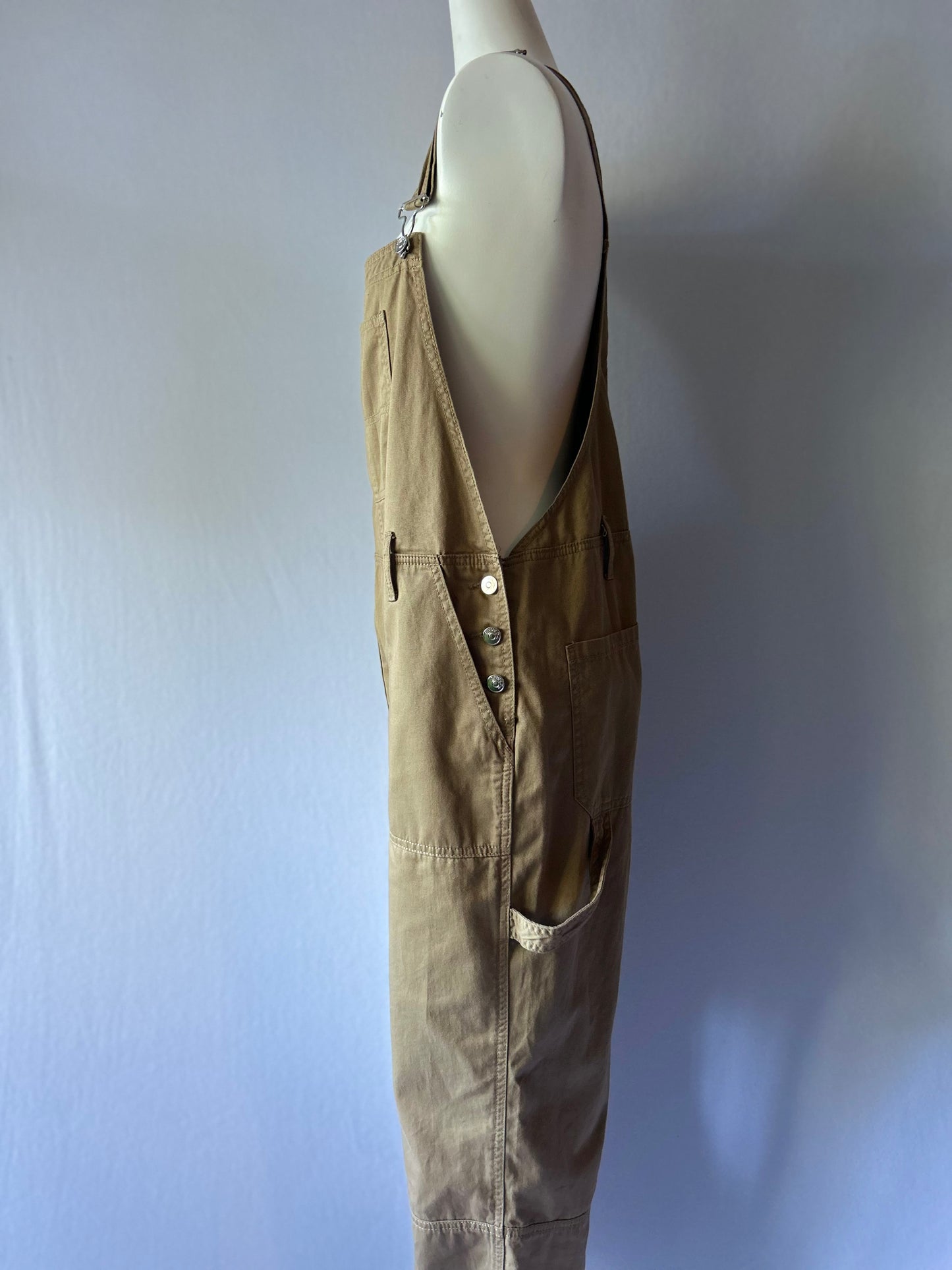 Khaki Tan Cotton Utility Overalls - Size EUR 42 / US 10