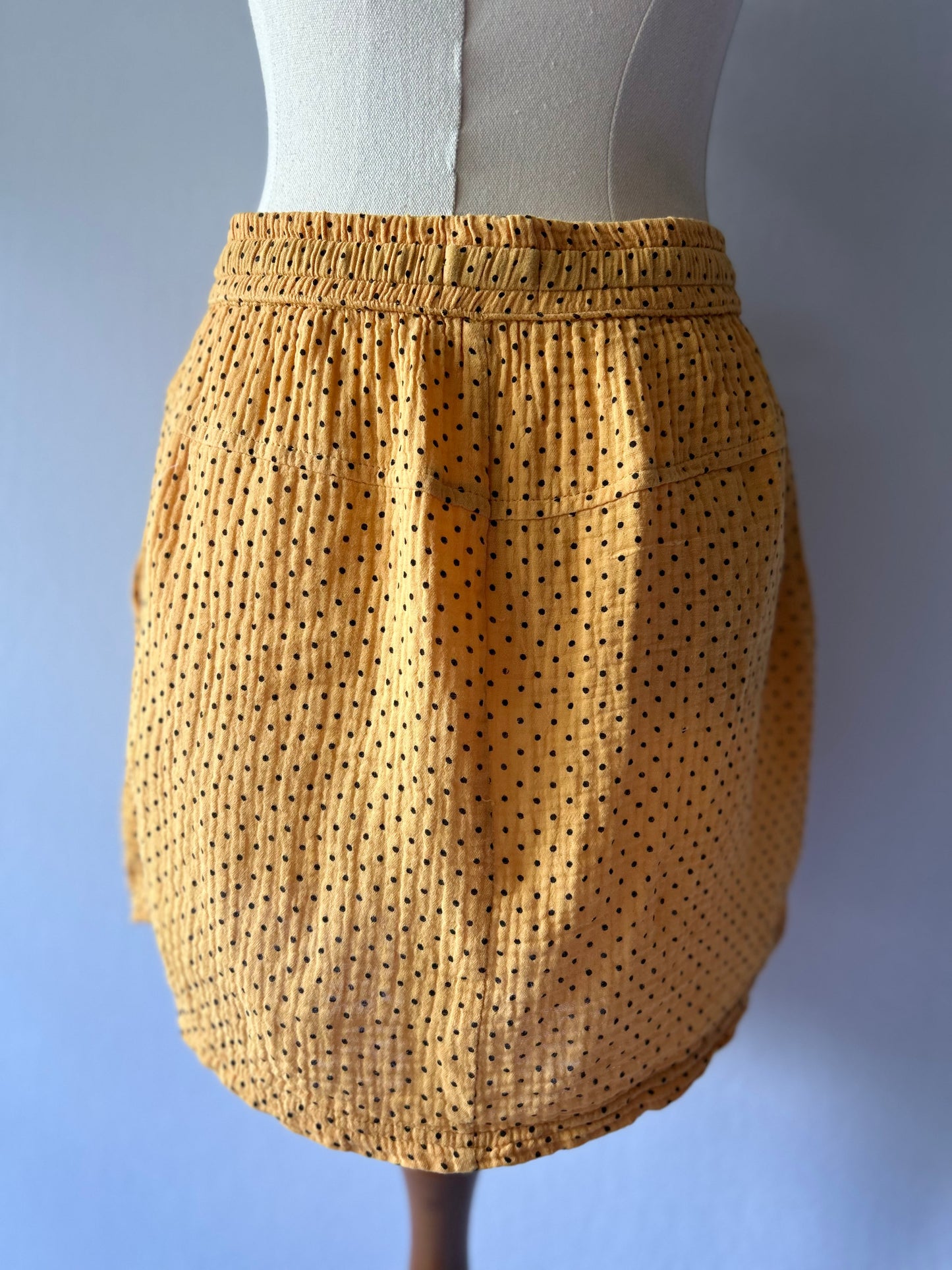 XS Polka Dot Cotton Bubble Skirt - Mustard Yellow