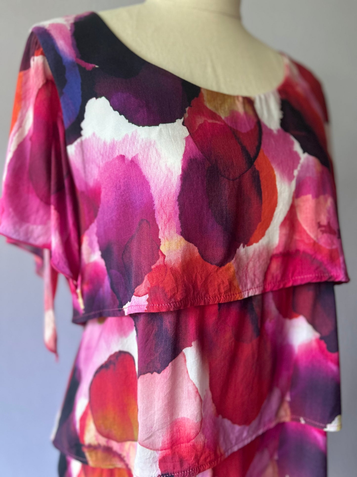 Frederick Layered Floral Dress – Size 10 – Made in New Zealand